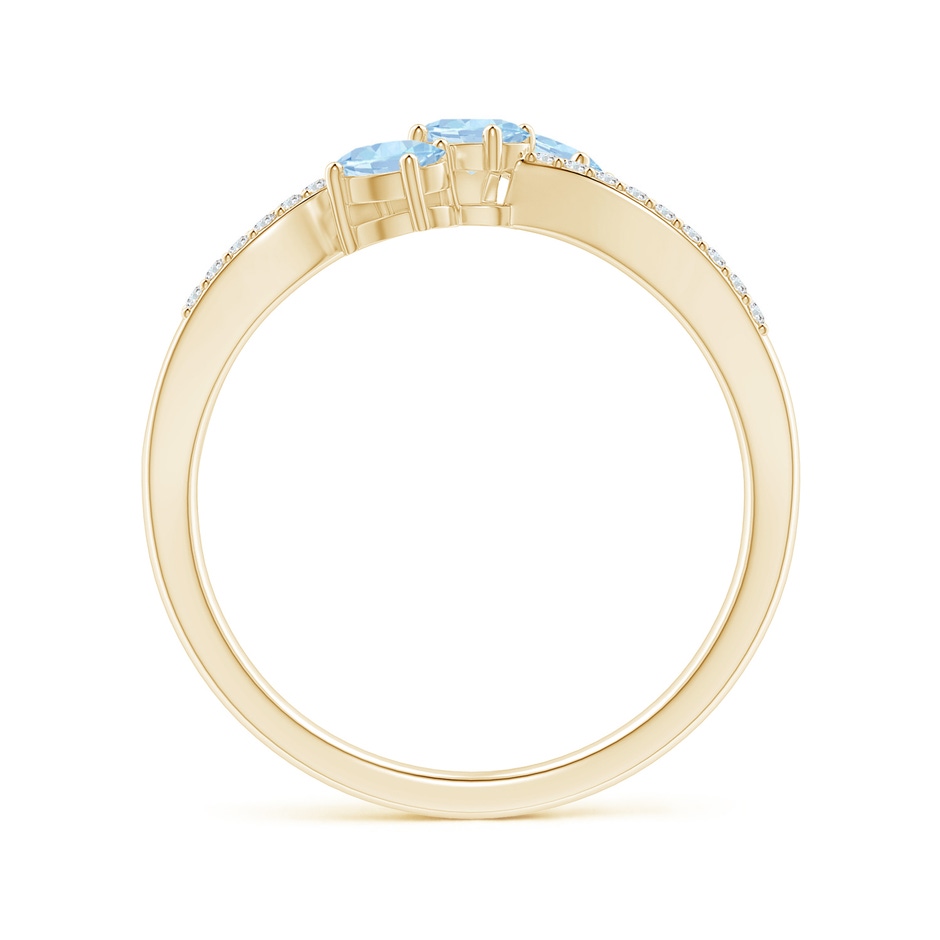4x3mm AA Oval Aquamarine Three Stone Bypass Ring with Diamonds in Yellow Gold side-1