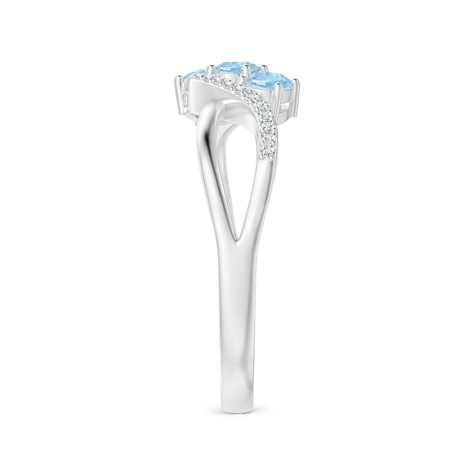 4x3mm AAA Oval Aquamarine Three Stone Bypass Ring with Diamonds in P950 Platinum side-2