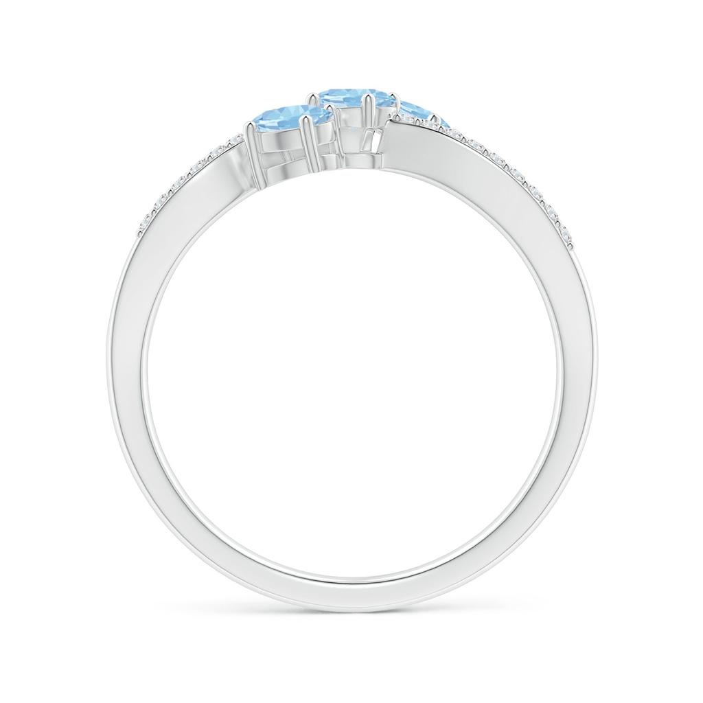 4x3mm AAA Oval Aquamarine Three Stone Bypass Ring with Diamonds in White Gold - side_1