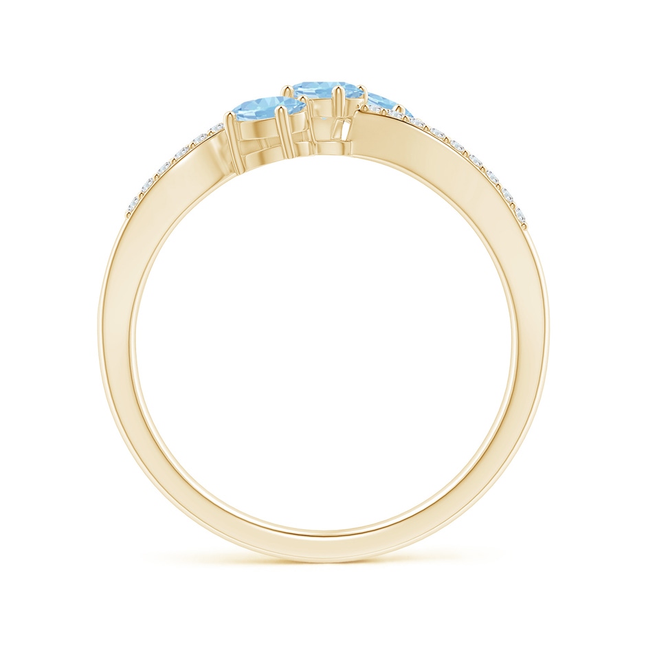 4x3mm AAA Oval Aquamarine Three Stone Bypass Ring with Diamonds in Yellow Gold side-1
