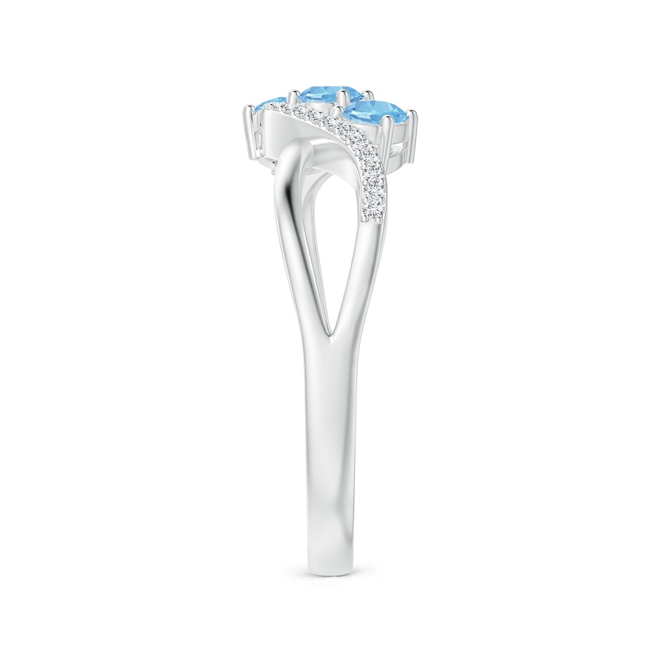 4x3mm AAAA Oval Aquamarine Three Stone Bypass Ring with Diamonds in P950 Platinum side-2