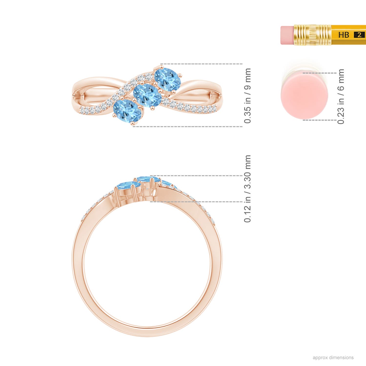 AAAA - Aquamarine / 0.56 CT / 14 KT Rose Gold