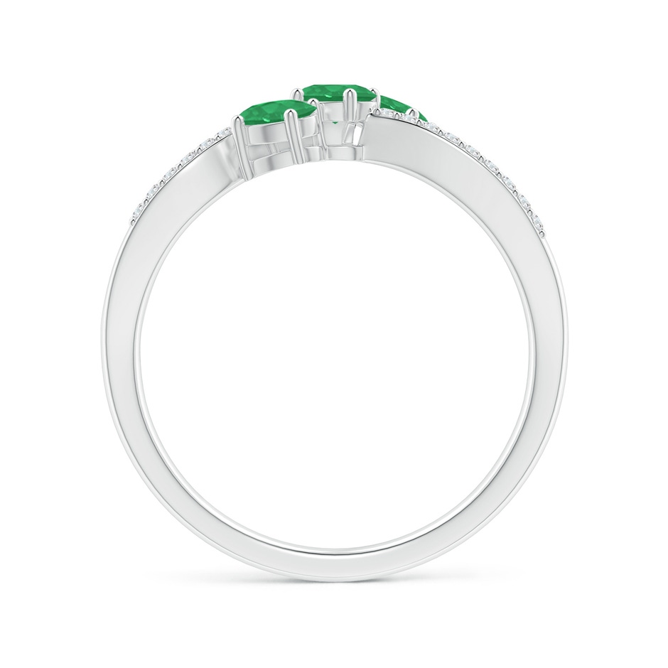 4x3mm A Oval Emerald Three Stone Bypass Ring with Diamonds in P950 Platinum side-1
