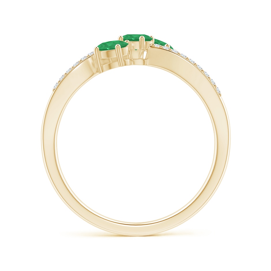 4x3mm A Oval Emerald Three Stone Bypass Ring with Diamonds in Yellow Gold side-1