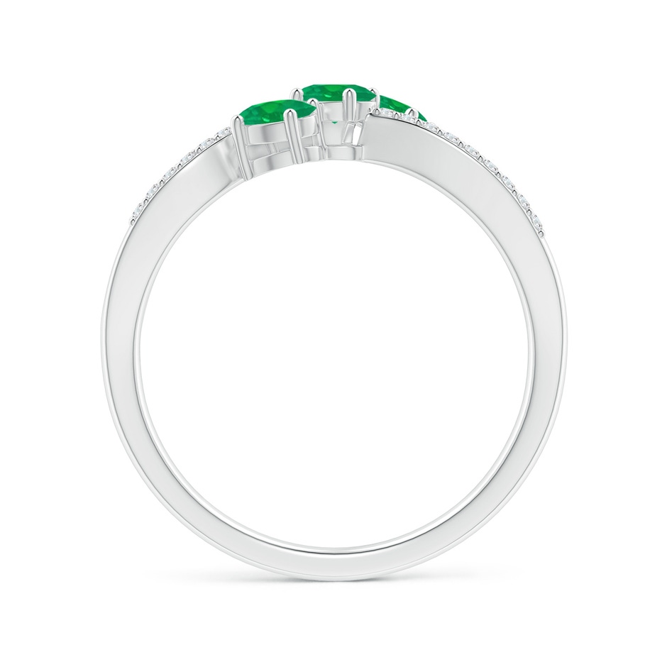 4x3mm AA Oval Emerald Three Stone Bypass Ring with Diamonds in White Gold side-1