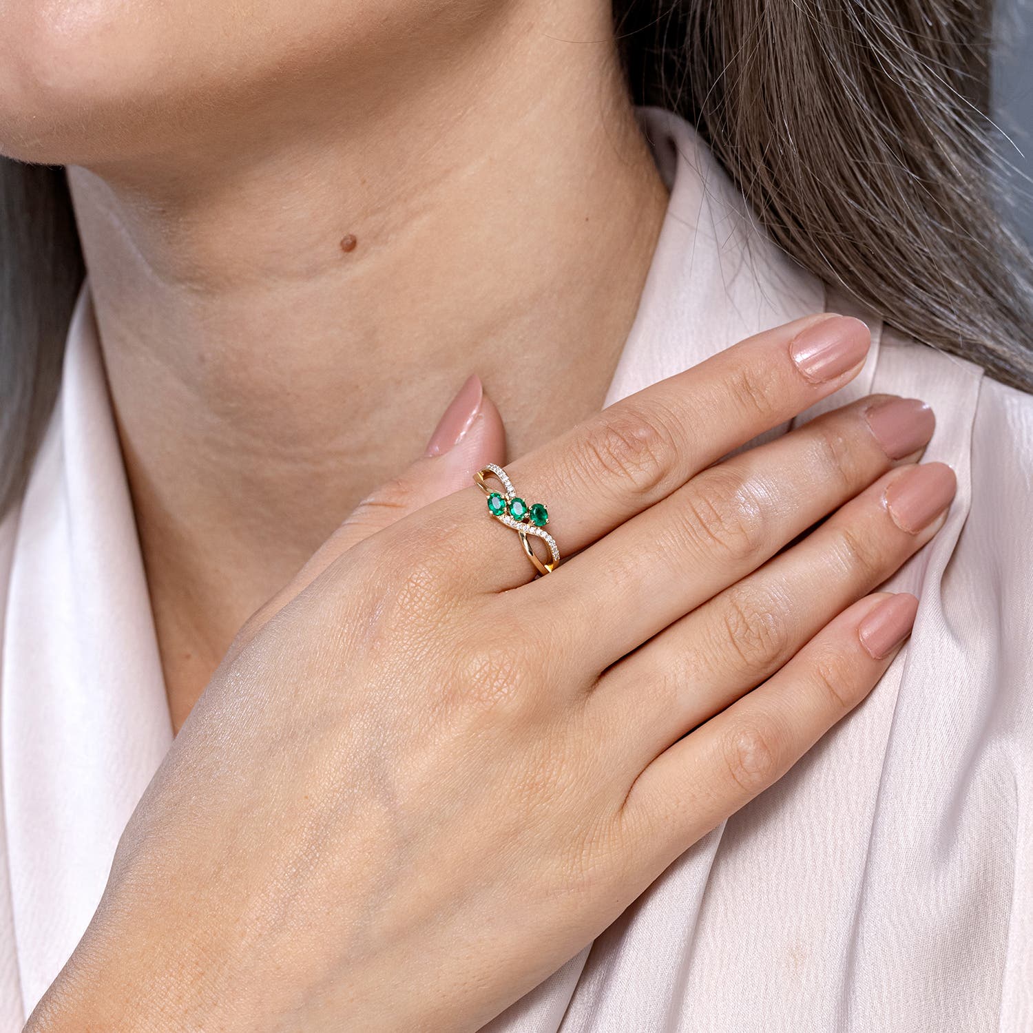 3.2 Ct Oval Cut Green Emerald Ring, Gemstone Engagement Ring, 14K White Gold, Split Shank Anniversary Gift Ring, Fine buy Ring, Mid Century Ring