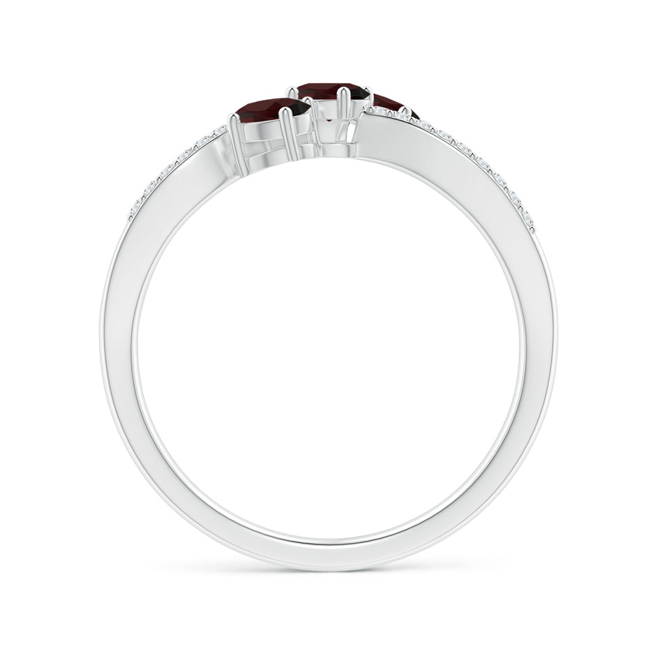 4x3mm A Oval Garnet Three Stone Bypass Ring with Diamonds in P950 Platinum side-1