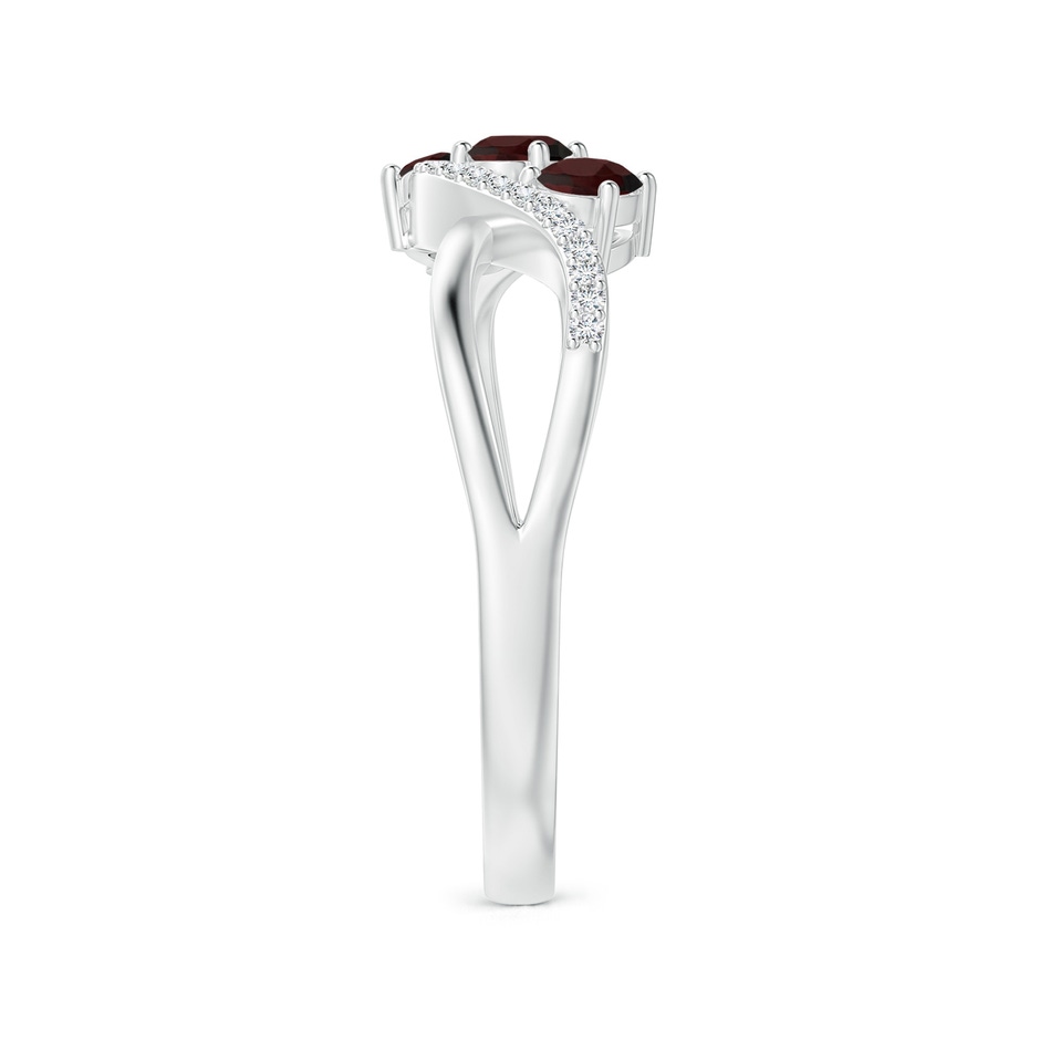 4x3mm A Oval Garnet Three Stone Bypass Ring with Diamonds in P950 Platinum side-2