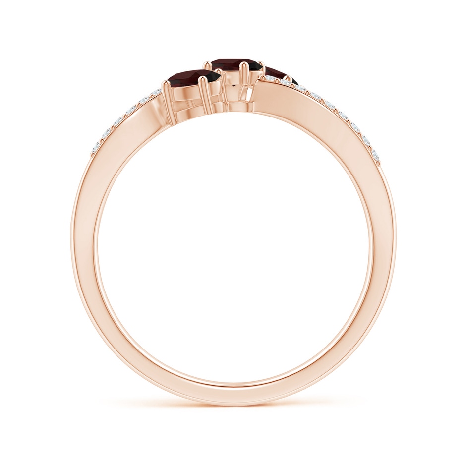 4x3mm A Oval Garnet Three Stone Bypass Ring with Diamonds in Rose Gold side-1