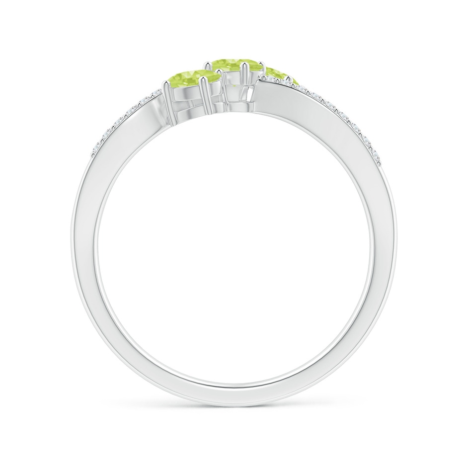 4x3mm A Oval Peridot Three Stone Bypass Ring with Diamonds in S999 Silver side-1