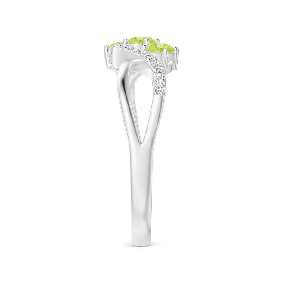 4x3mm A Oval Peridot Three Stone Bypass Ring with Diamonds in S999 Silver side-2