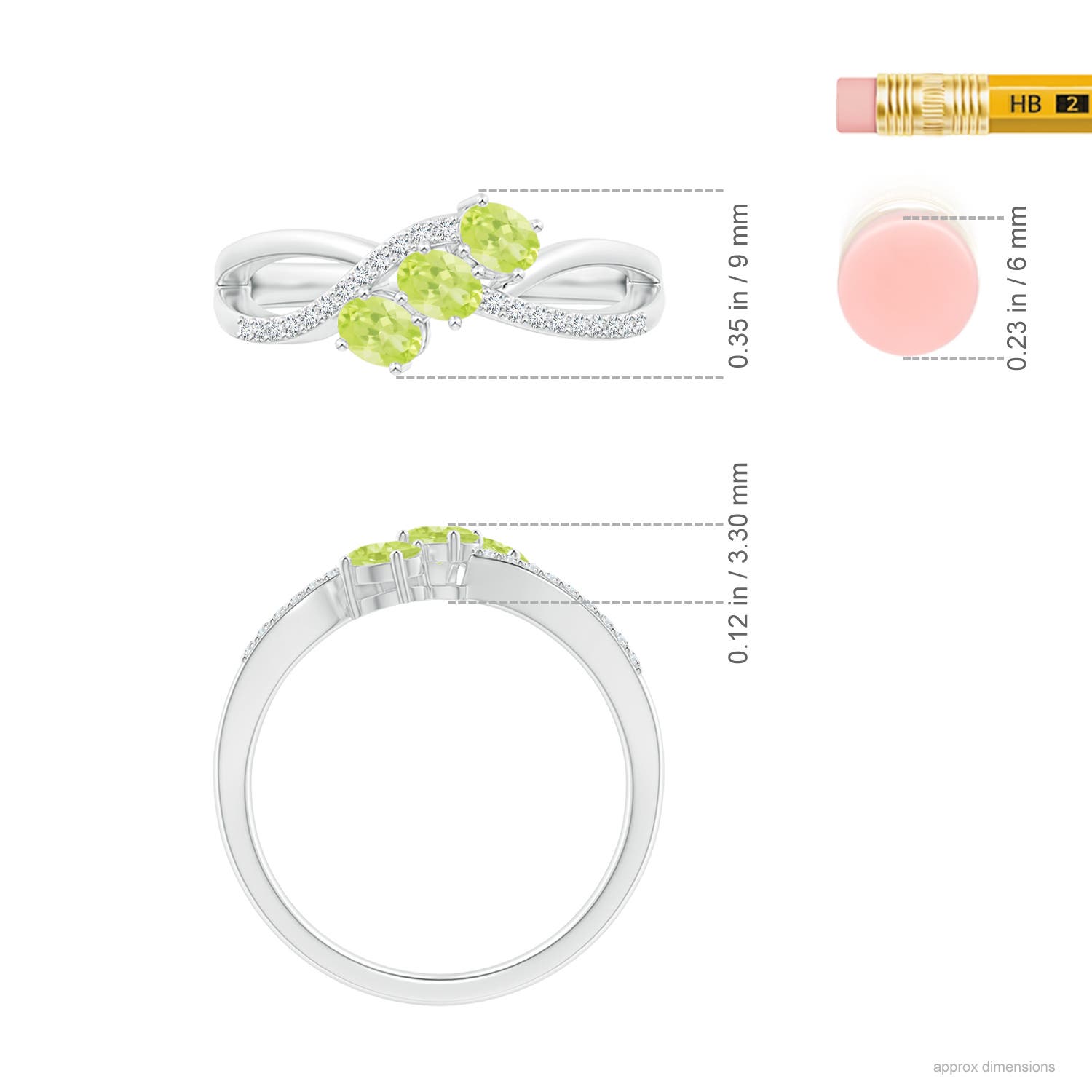 A - Peridot / 0.62 CT / 14 KT White Gold