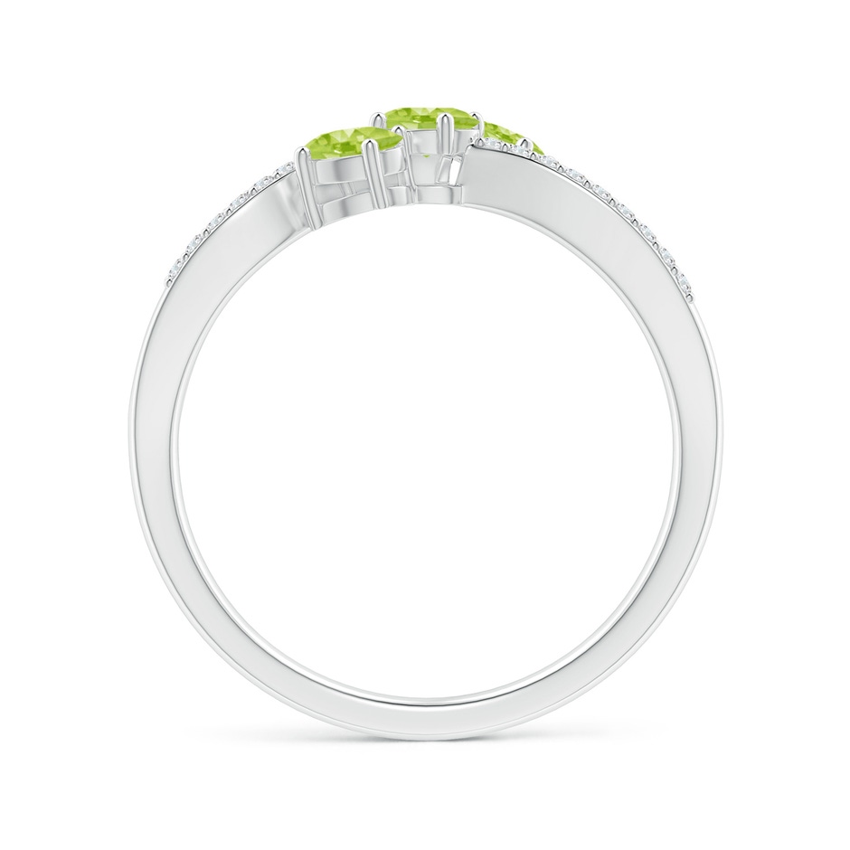 4x3mm AA Oval Peridot Three Stone Bypass Ring with Diamonds in White Gold side-1