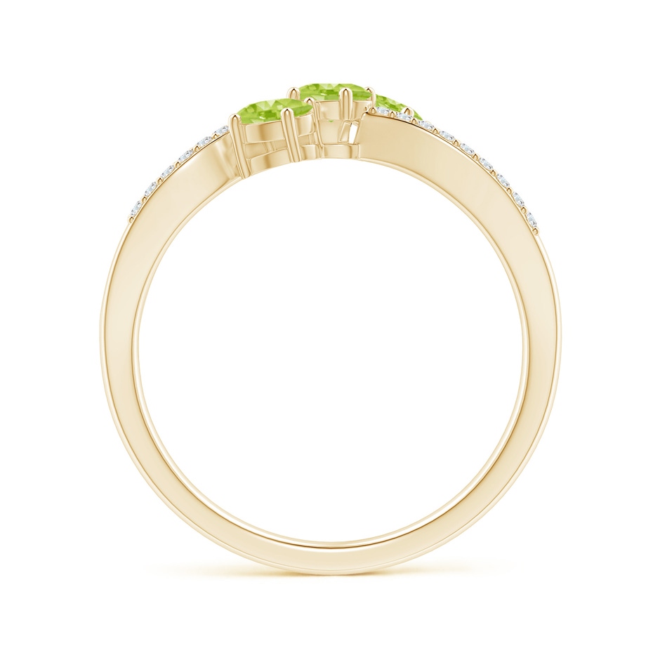 4x3mm AA Oval Peridot Three Stone Bypass Ring with Diamonds in Yellow Gold side-1