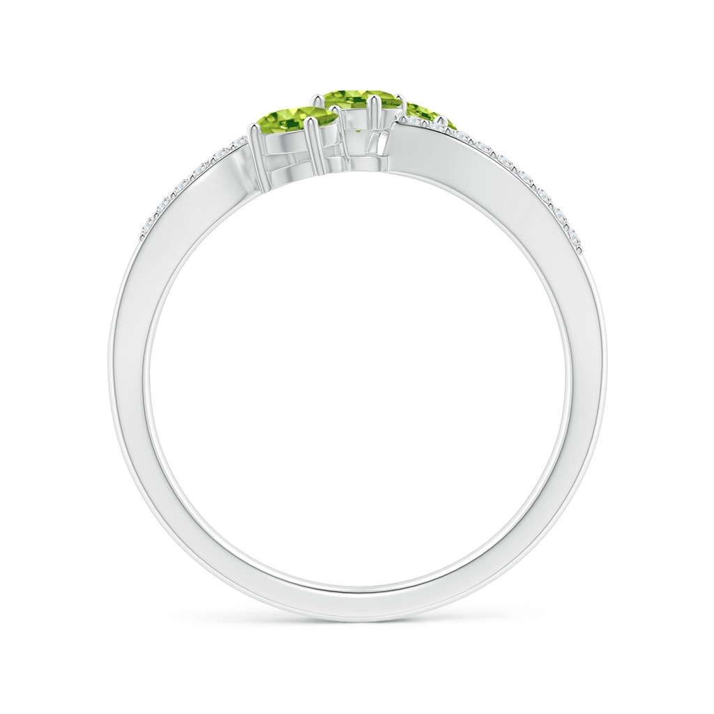 4x3mm AAA Oval Peridot Three Stone Bypass Ring with Diamonds in White Gold - side_1