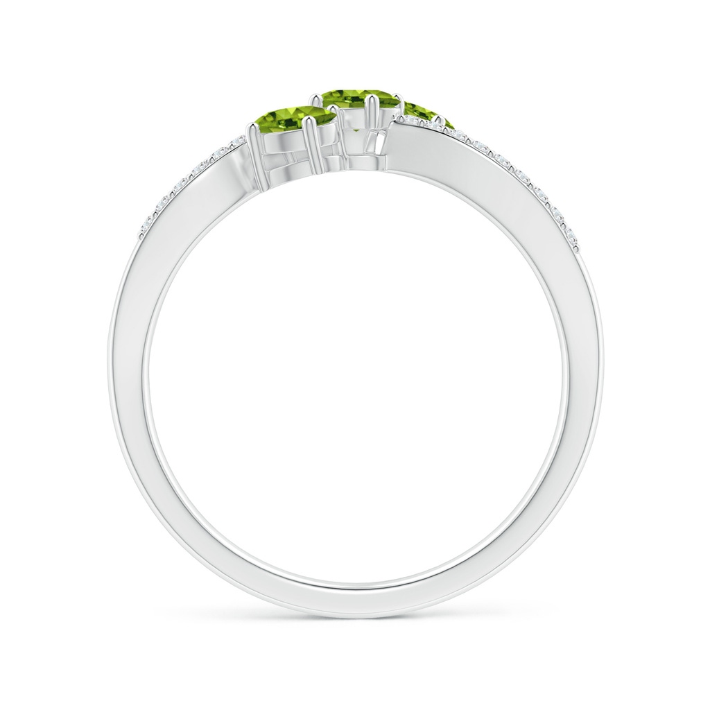 4x3mm AAAA Oval Peridot Three Stone Bypass Ring with Diamonds in P950 Platinum - side_1