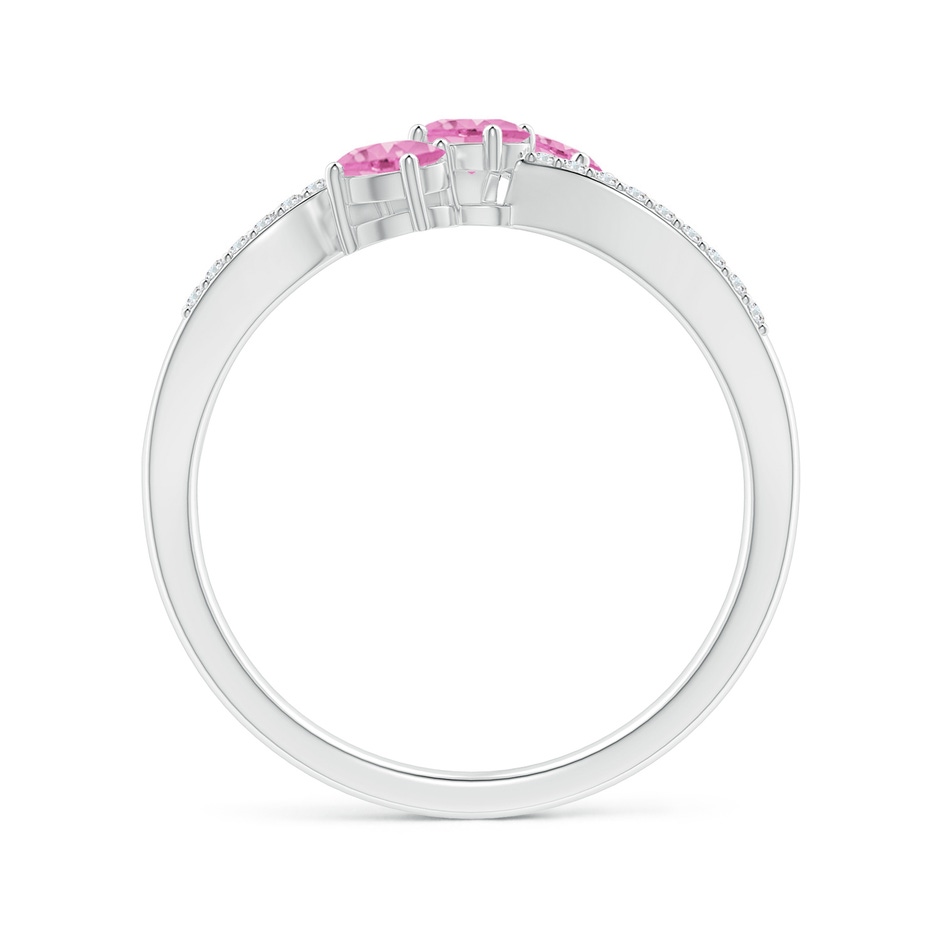 4x3mm A Oval Pink Sapphire Three Stone Bypass Ring with Diamonds in P950 Platinum side-1