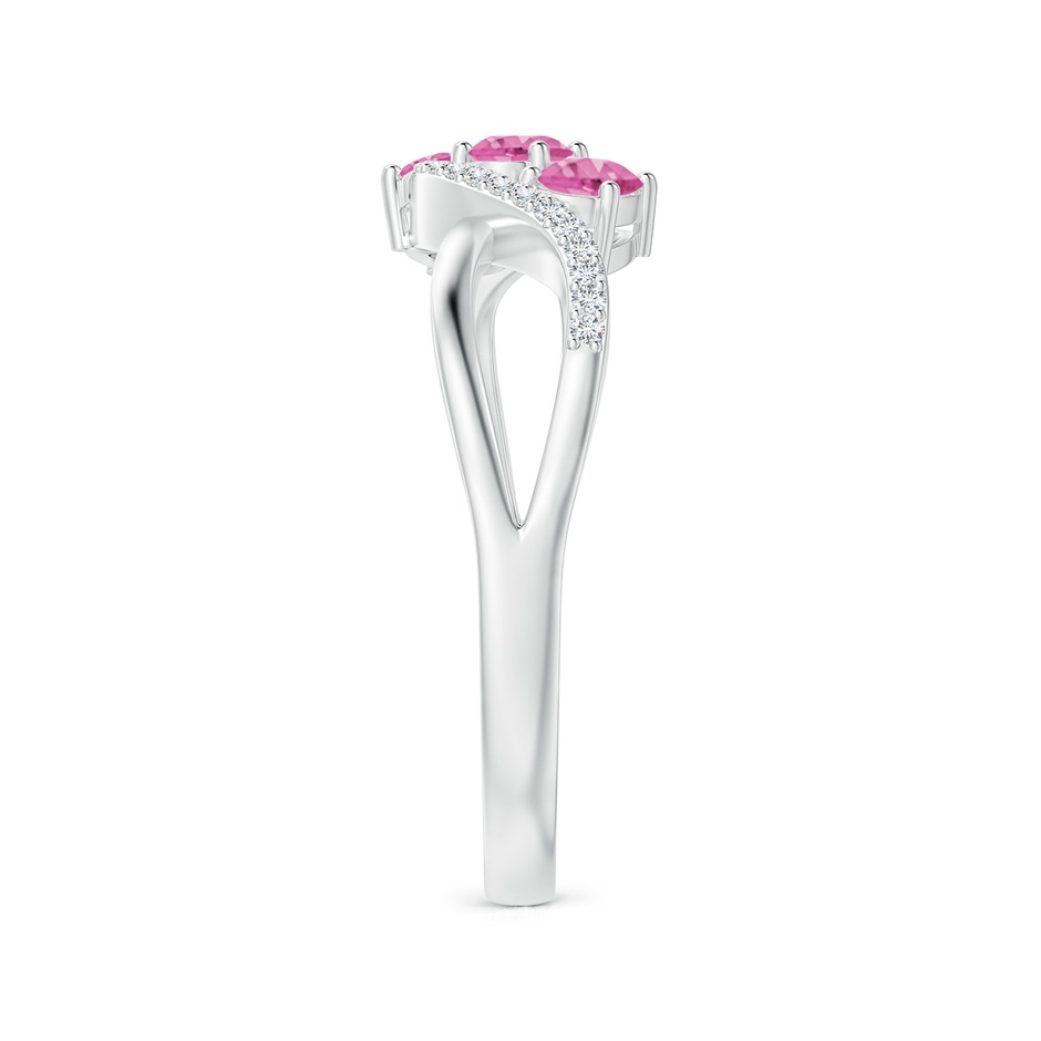 4x3mm AA Oval Pink Sapphire Three Stone Bypass Ring with Diamonds in P950 Platinum side-2