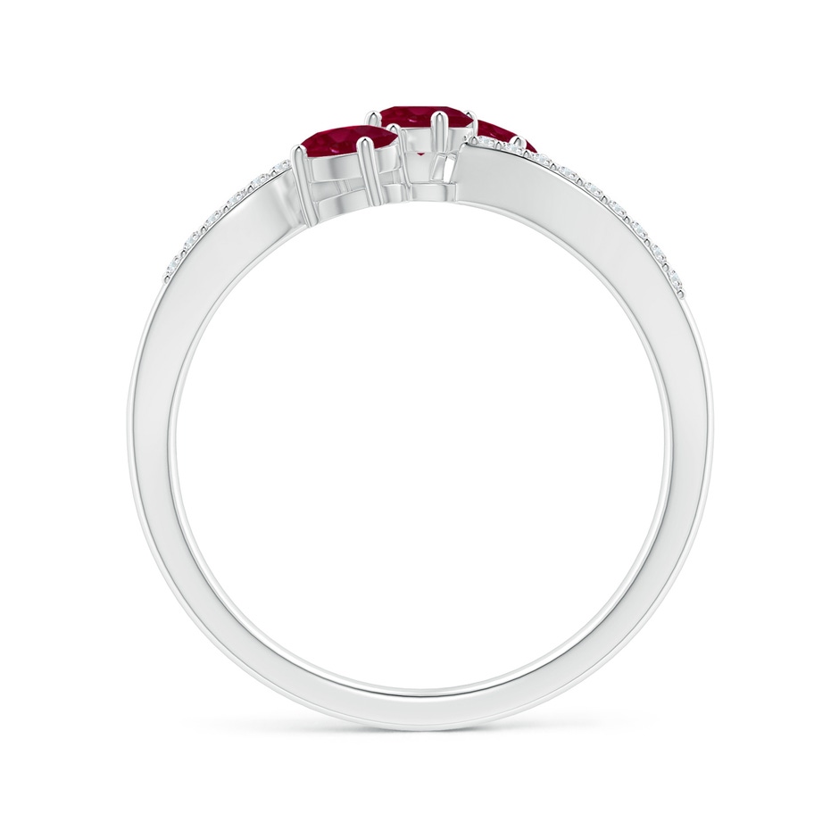 4x3mm A Oval Ruby Three Stone Bypass Ring with Diamonds in P950 Platinum side-1