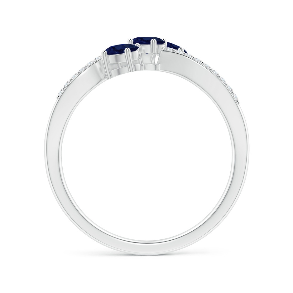 4x3mm A Oval Sapphire Three Stone Bypass Ring with Diamonds in White Gold side-1