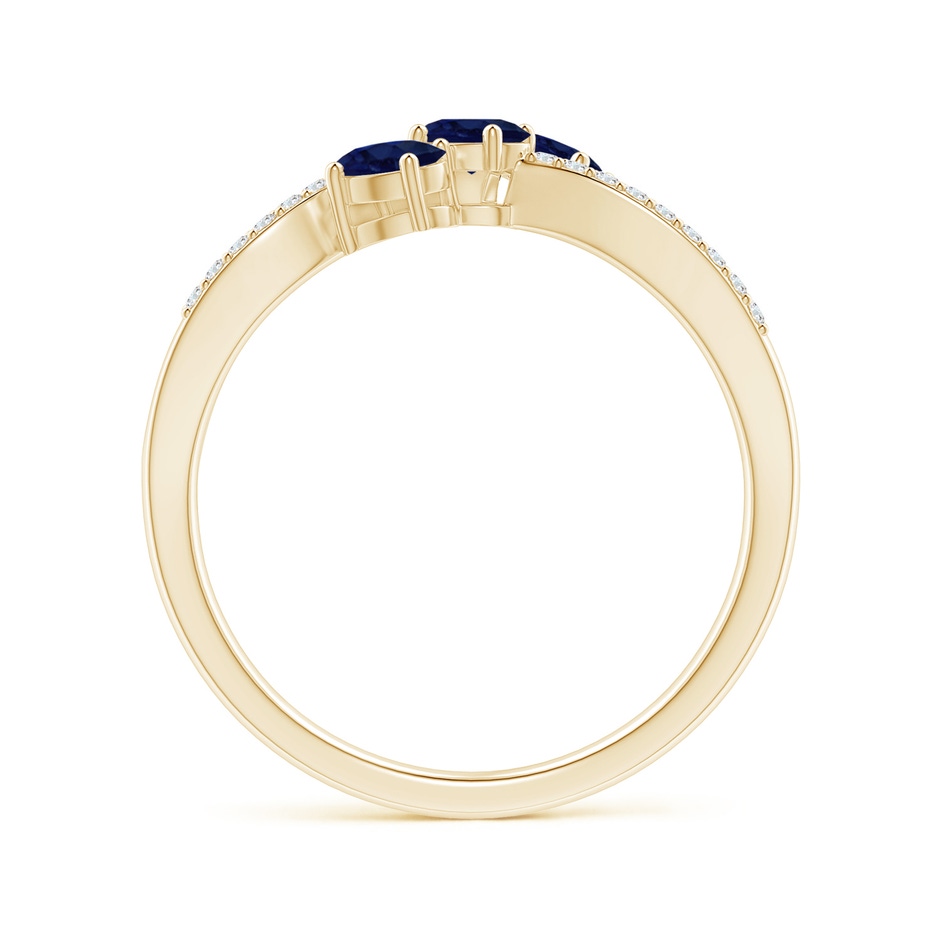 4x3mm A Oval Sapphire Three Stone Bypass Ring with Diamonds in Yellow Gold side-1