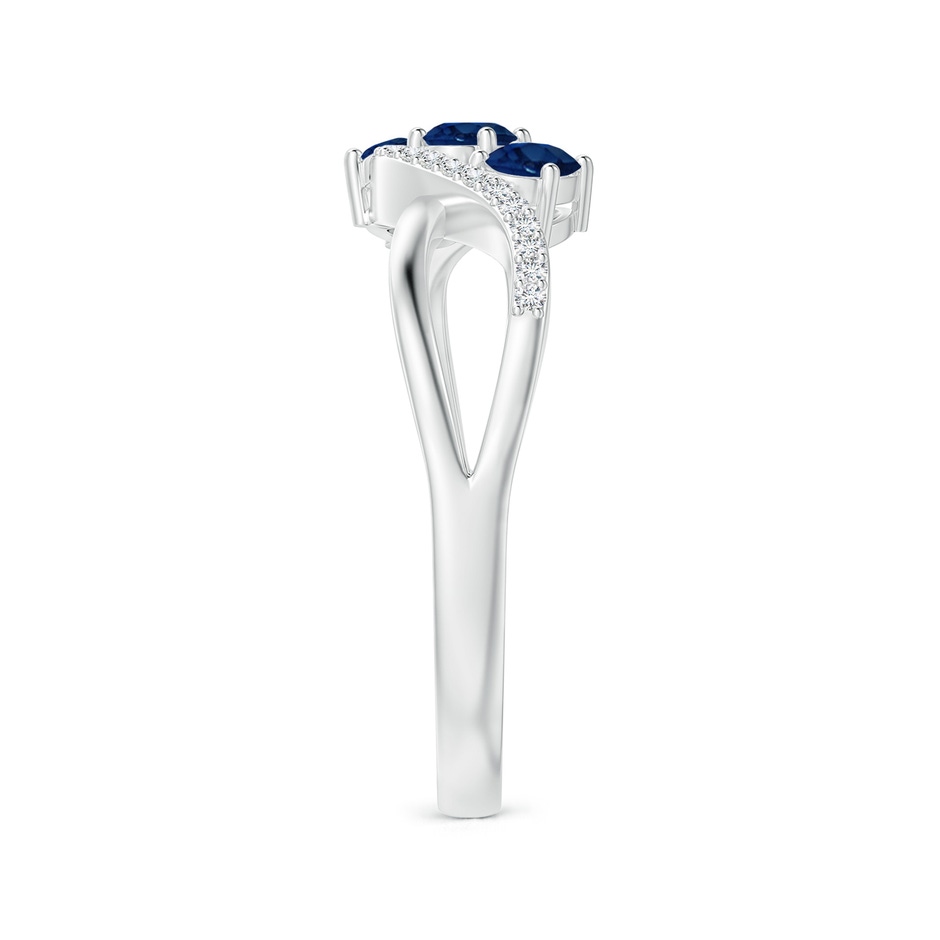 4x3mm AA Oval Sapphire Three Stone Bypass Ring with Diamonds in White Gold side-2