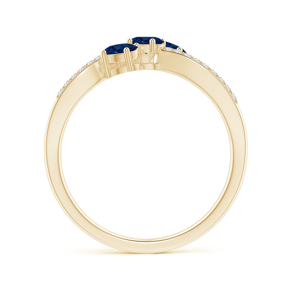 4x3mm AA Oval Sapphire Three Stone Bypass Ring with Diamonds in Yellow Gold side-1