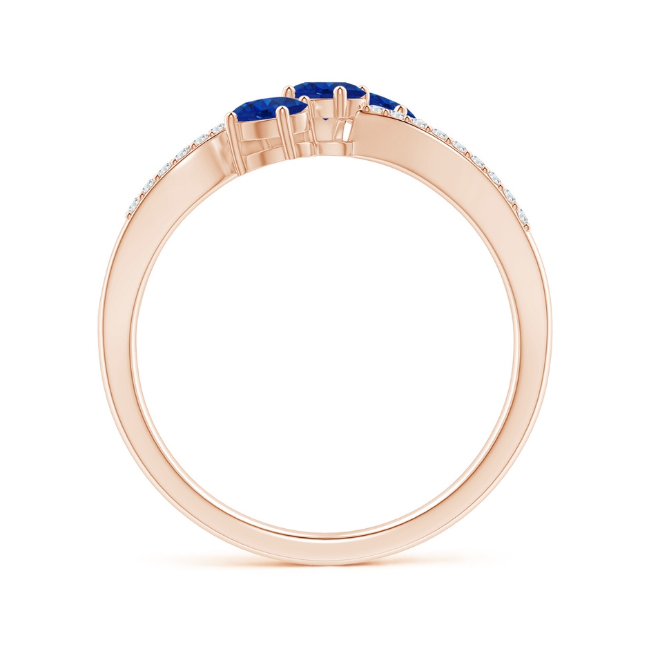 4x3mm AAA Oval Sapphire Three Stone Bypass Ring with Diamonds in Rose Gold side-1