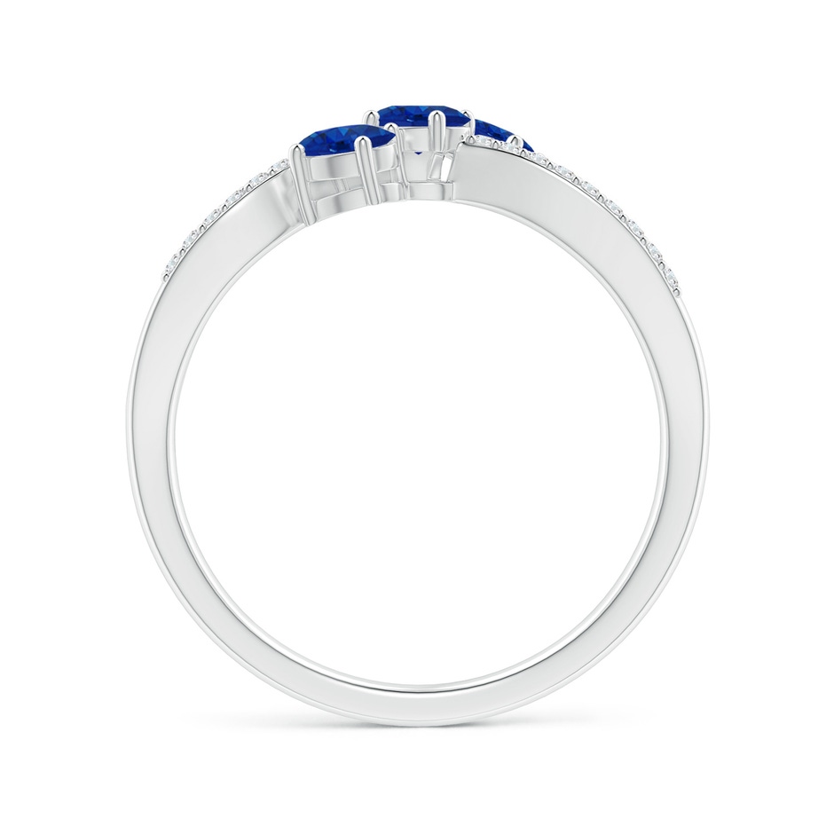 4x3mm AAA Oval Sapphire Three Stone Bypass Ring with Diamonds in S999 Silver side-1