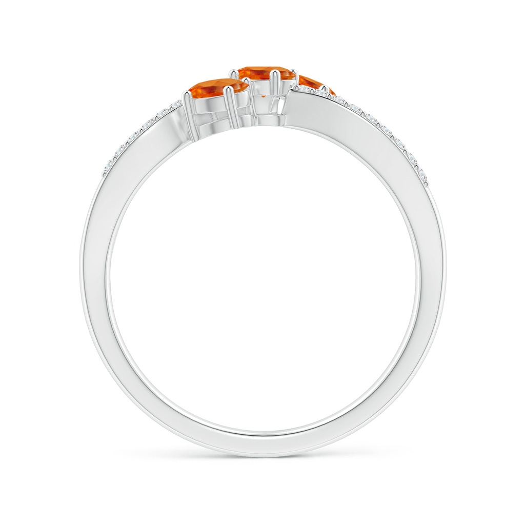 4x3mm AAA Oval Spessartite Three Stone Bypass Ring with Diamonds in White Gold Side-1