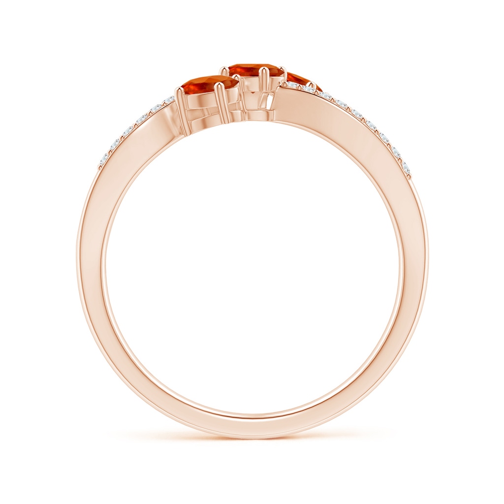 4x3mm AAAA Oval Spessartite Three Stone Bypass Ring with Diamonds in Rose Gold - side_1