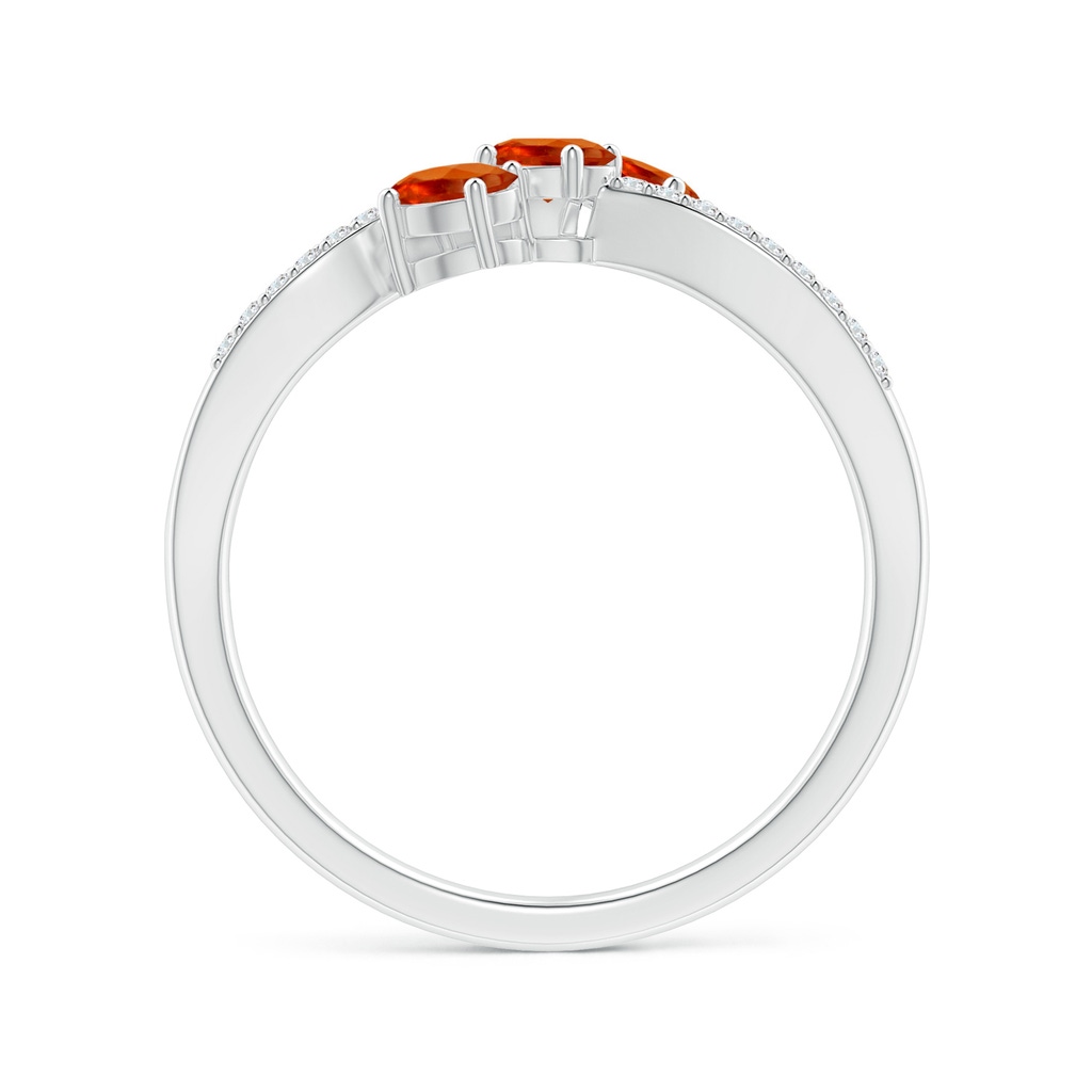 4x3mm AAAA Oval Spessartite Three Stone Bypass Ring with Diamonds in S999 Silver - side_1