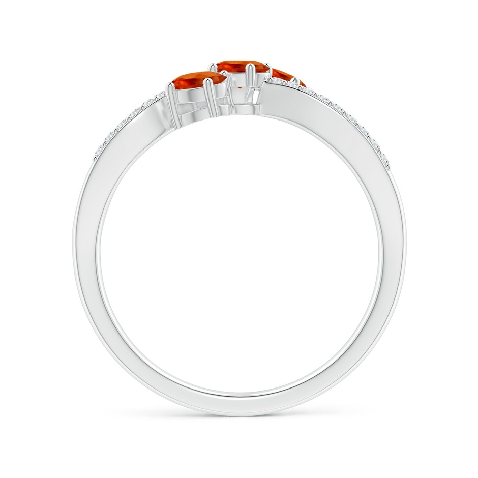 4x3mm AAAA Oval Spessartite Three Stone Bypass Ring with Diamonds in S999 Silver side-1