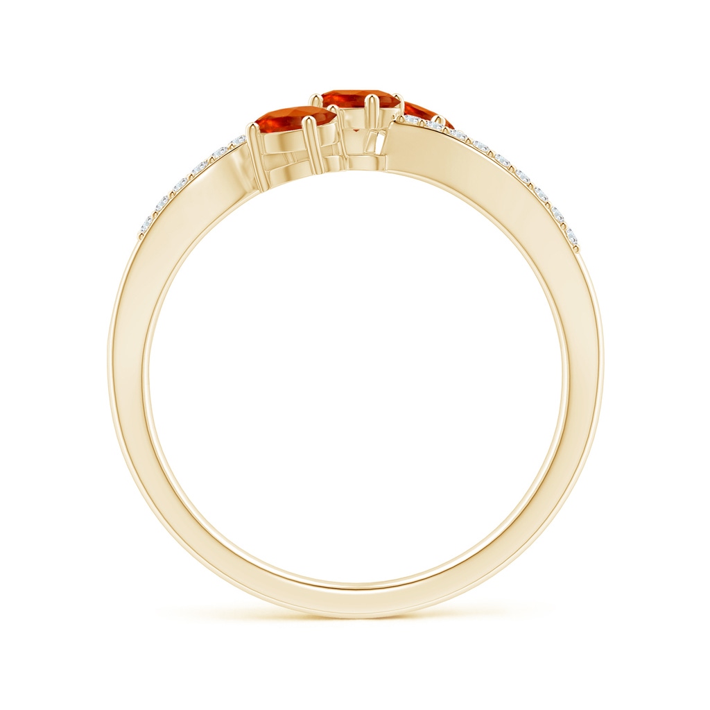4x3mm AAAA Oval Spessartite Three Stone Bypass Ring with Diamonds in Yellow Gold - side_1