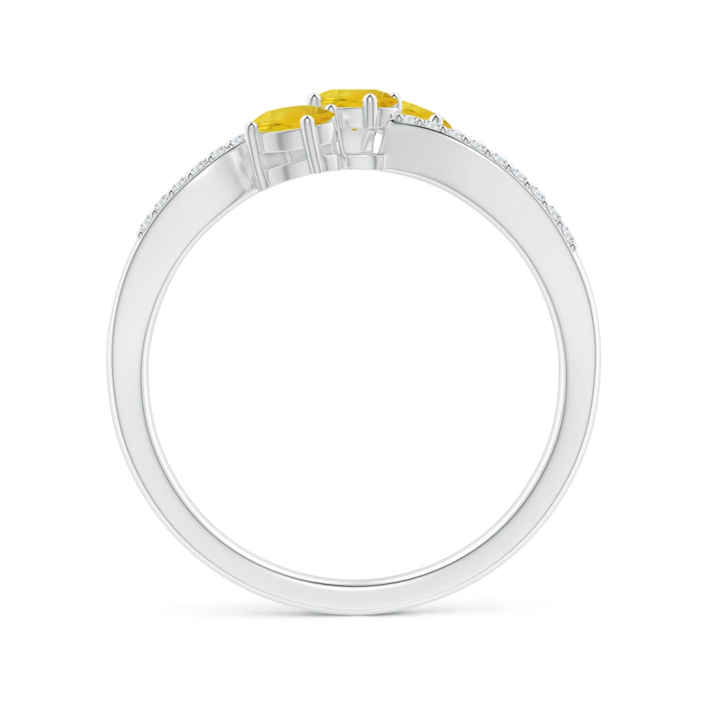4x3mm AAA Oval Yellow Sapphire Three Stone Bypass Ring with Diamonds in White Gold Side 199