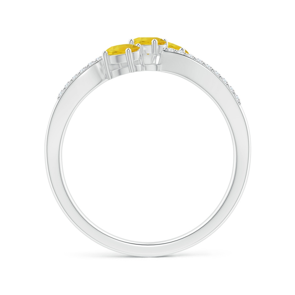 4x3mm AAA Oval Yellow Sapphire Three Stone Bypass Ring with Diamonds in White Gold side 199