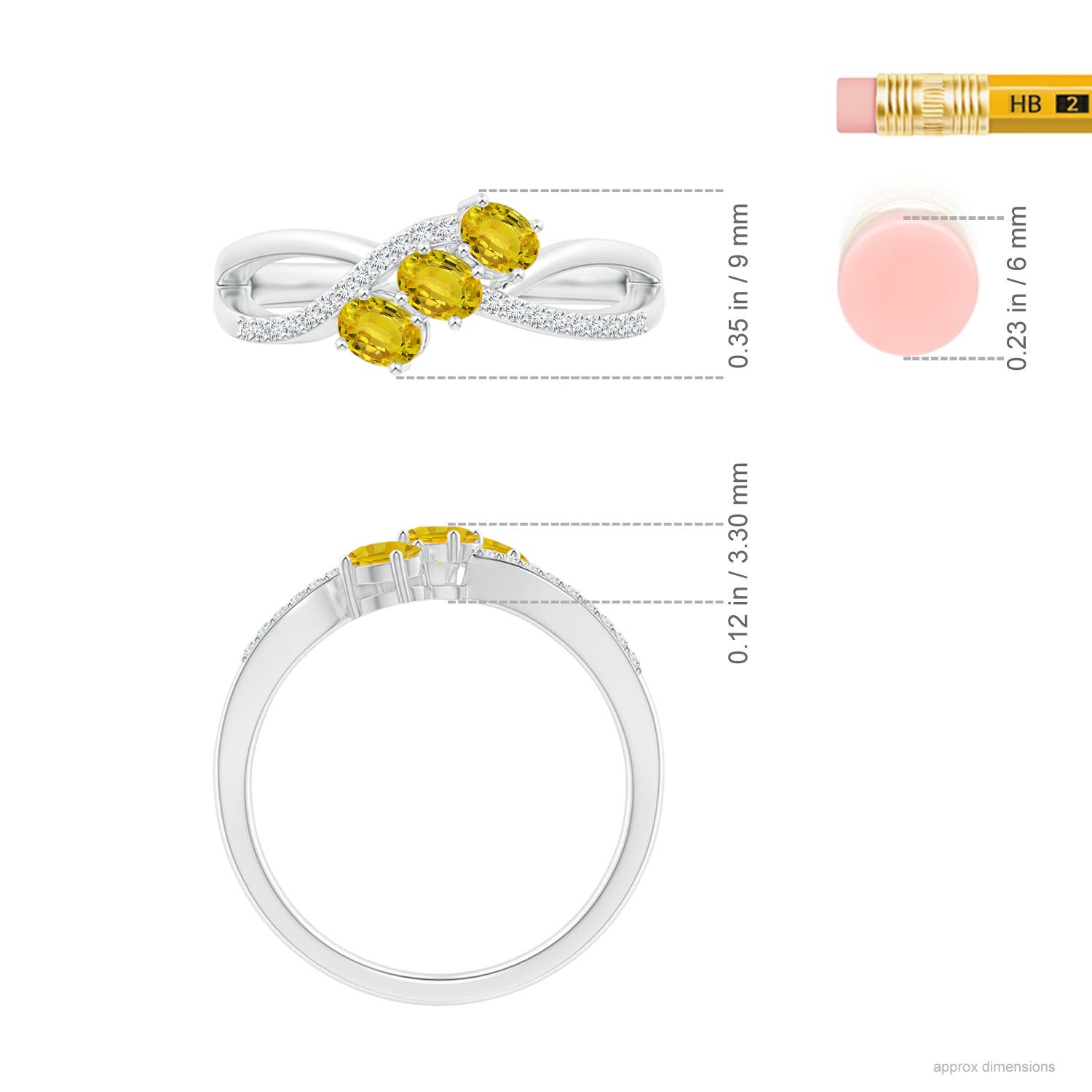 AAAA - Yellow Sapphire / 0.95 CT / 14 KT White Gold