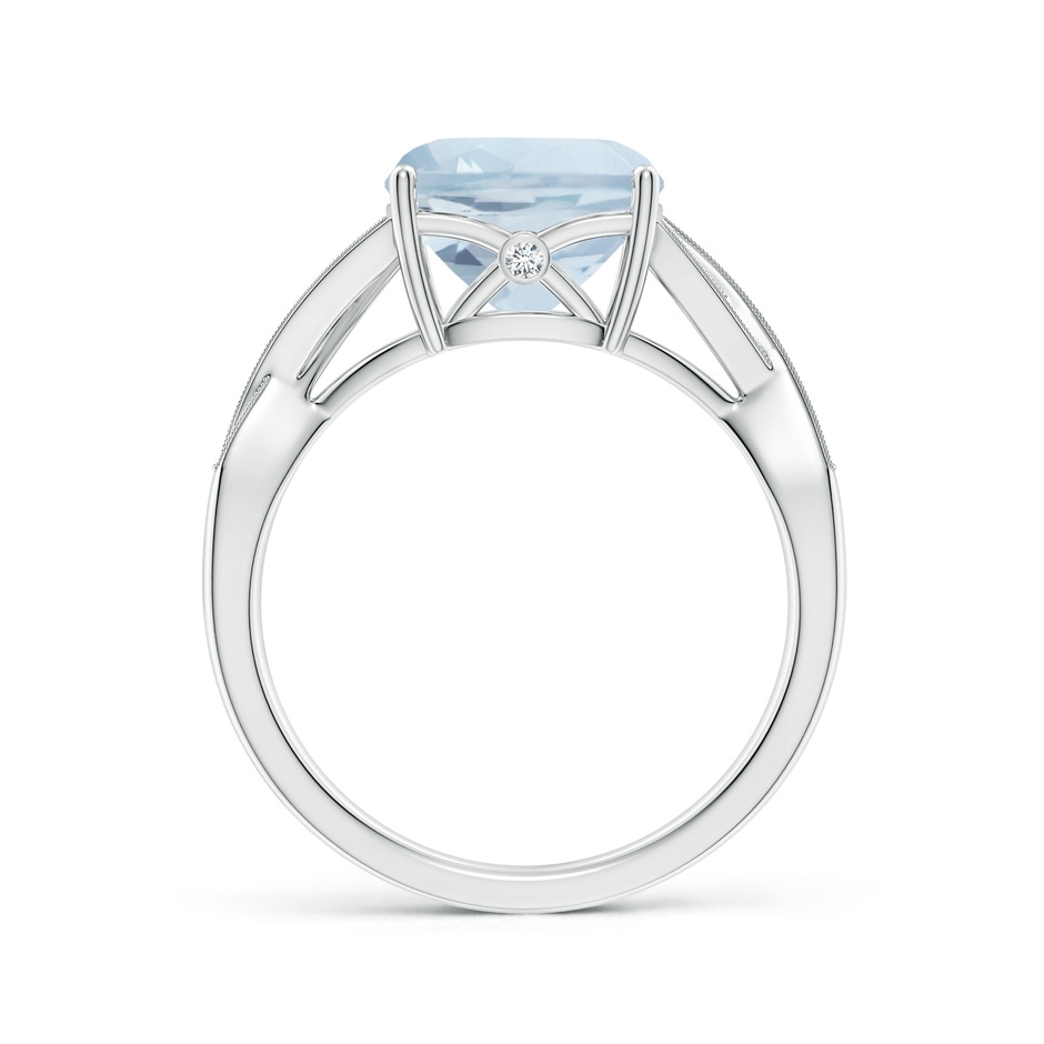 9mm A Solitaire Cushion Aquamarine Criss Cross Ring with Diamonds in White Gold side-1