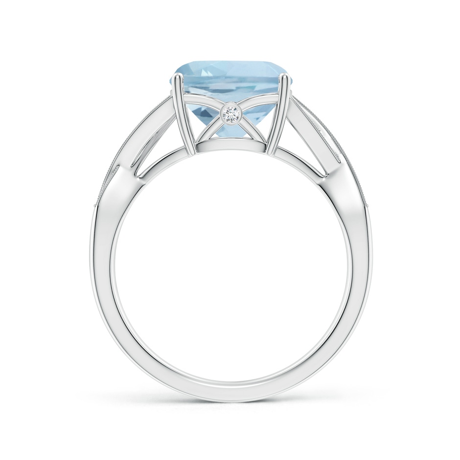 9mm AA Solitaire Cushion Aquamarine Criss Cross Ring with Diamonds in White Gold side-1