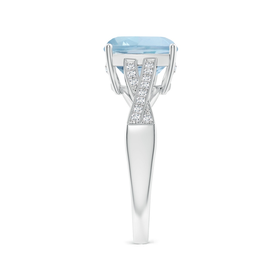 9mm AA Solitaire Cushion Aquamarine Criss Cross Ring with Diamonds in White Gold side-2