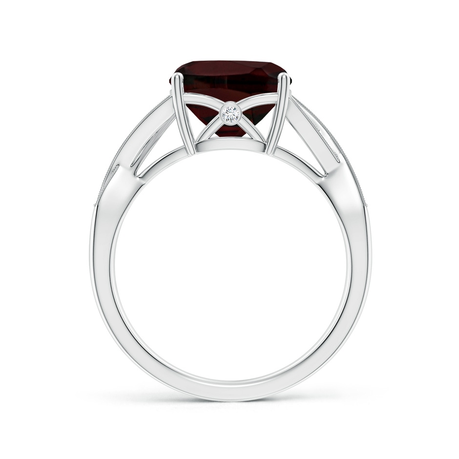 9mm A Solitaire Cushion Garnet Criss Cross Ring with Diamonds in White Gold side-1
