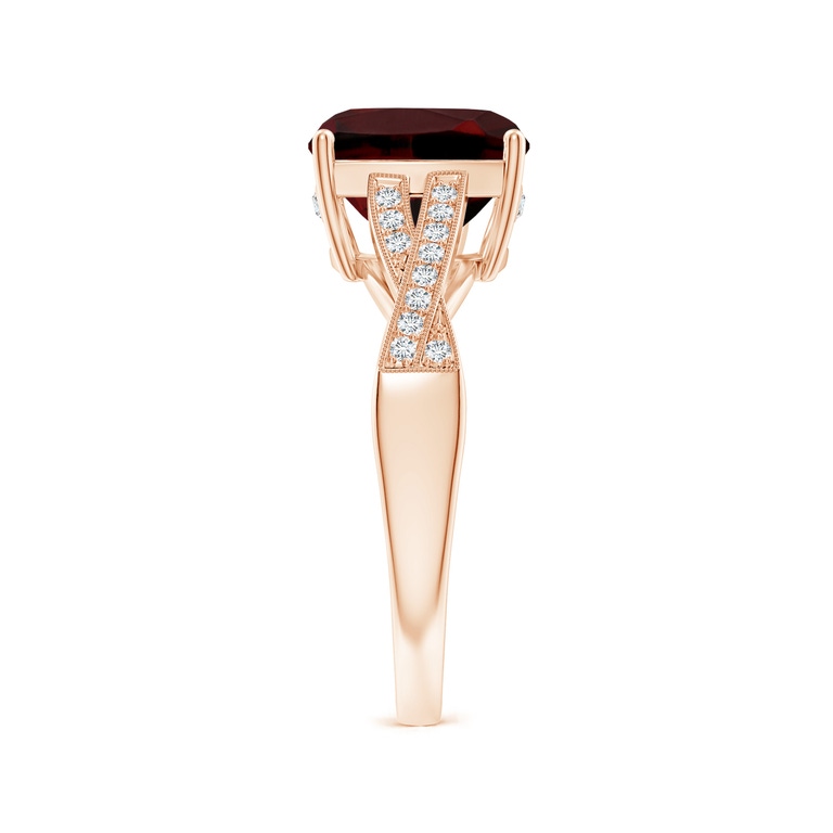 Solitaire Cushion Garnet Criss Cross Ring with Diamonds | Angara