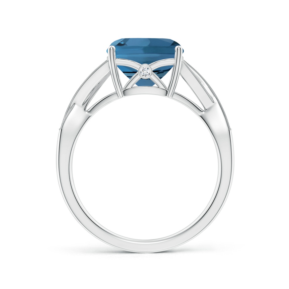 9mm AA Cushion London Blue Topaz Criss Cross Ring with Diamonds in White Gold side-1