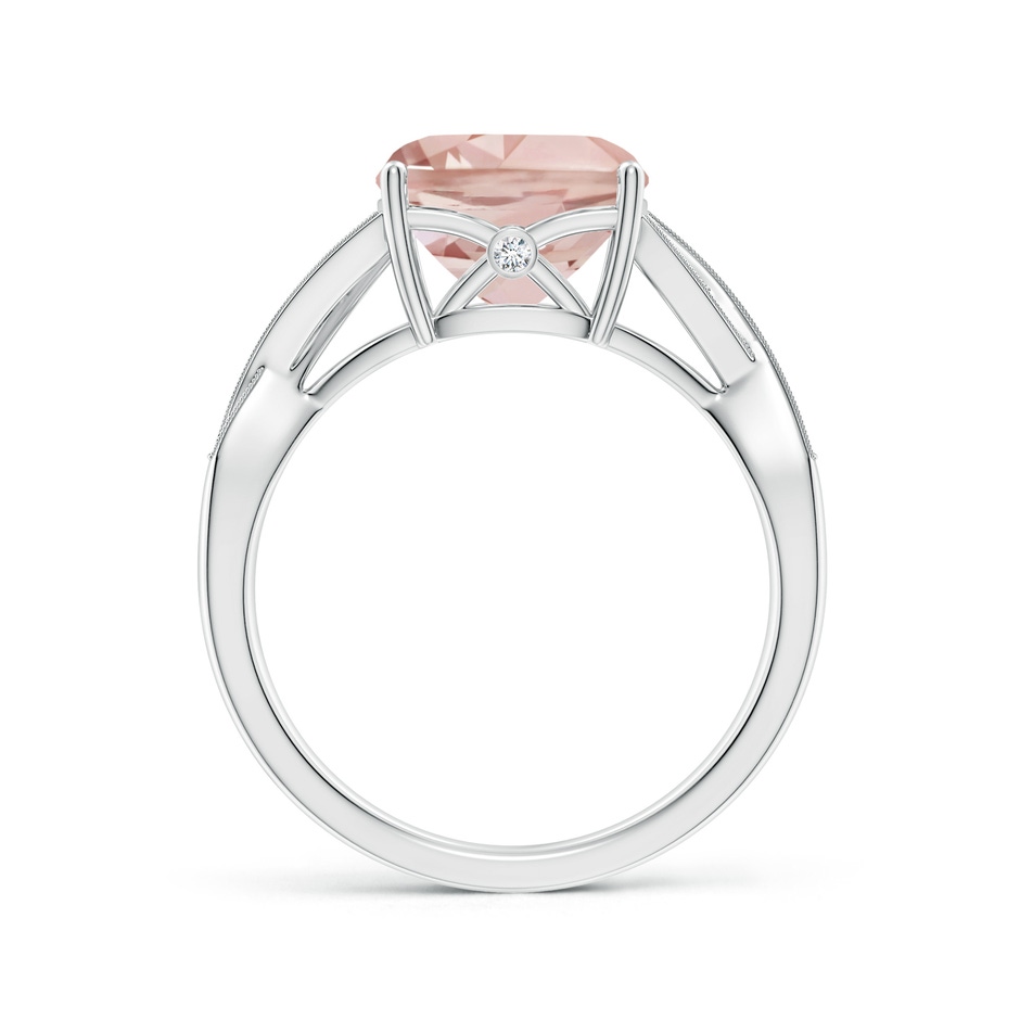 9mm AA Solitaire Cushion Morganite Criss Cross Ring with Diamonds in White Gold side-1
