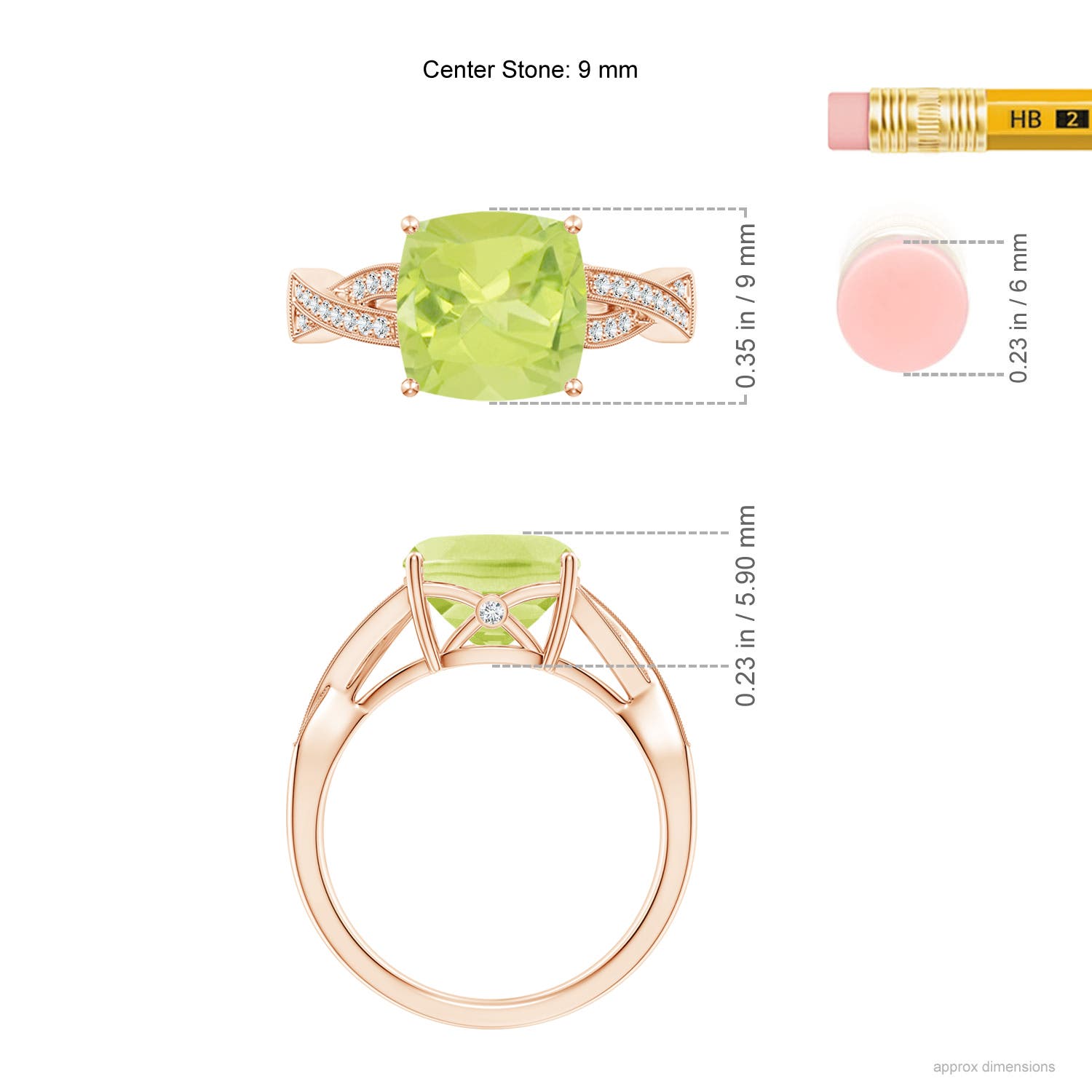 A - Peridot / 2.94 CT / 14 KT Rose Gold