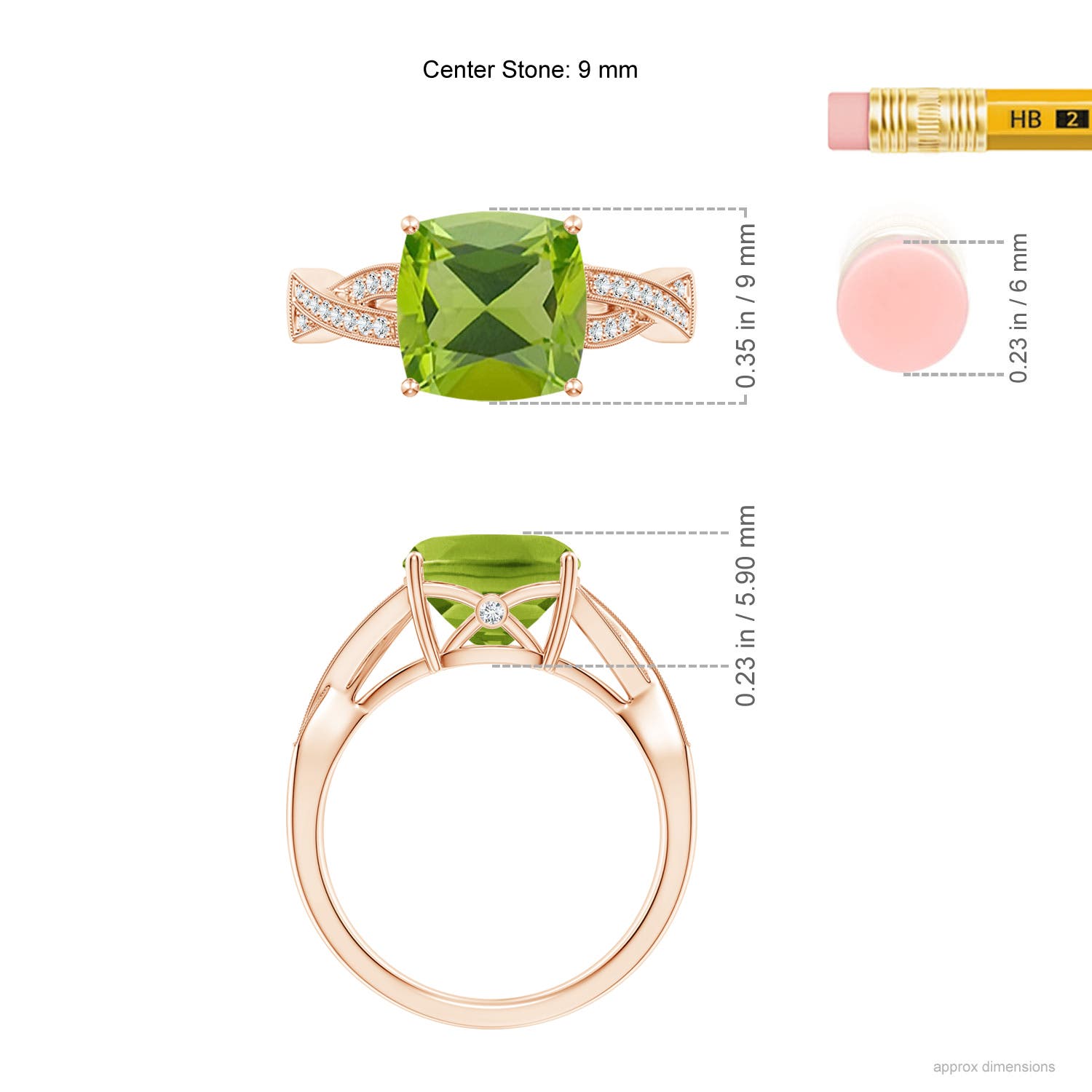 AAA - Peridot / 2.94 CT / 14 KT Rose Gold