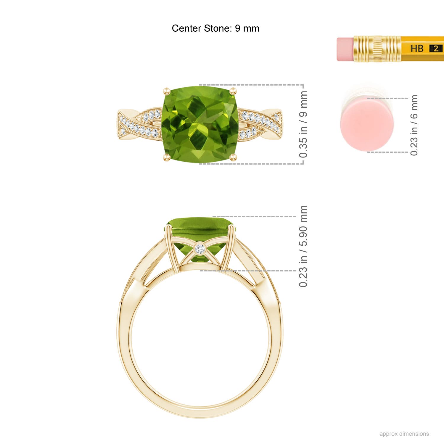 AAAA - Peridot / 2.94 CT / 14 KT Yellow Gold