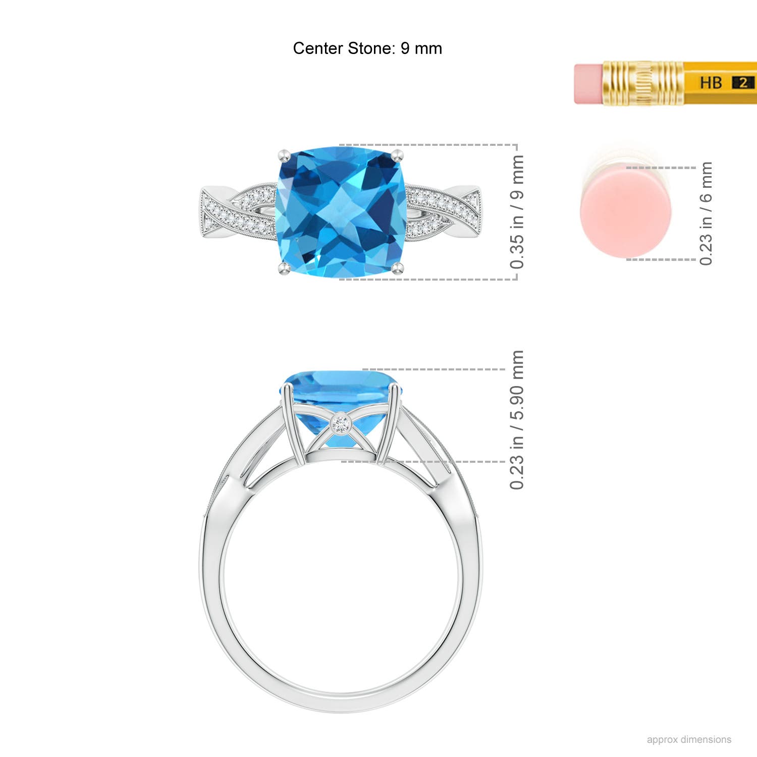 AAA - Swiss Blue Topaz / 3.44 CT / 14 KT White Gold