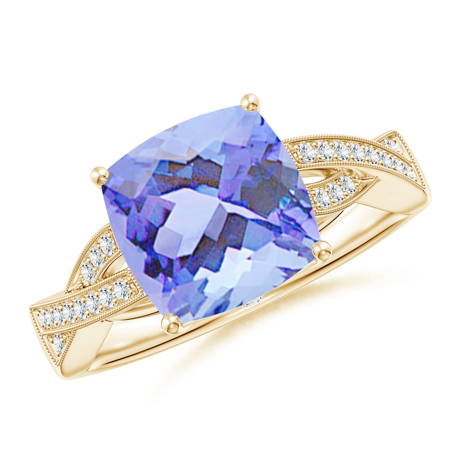 A - Tanzanite / 3.94 CT / 14 KT Yellow Gold