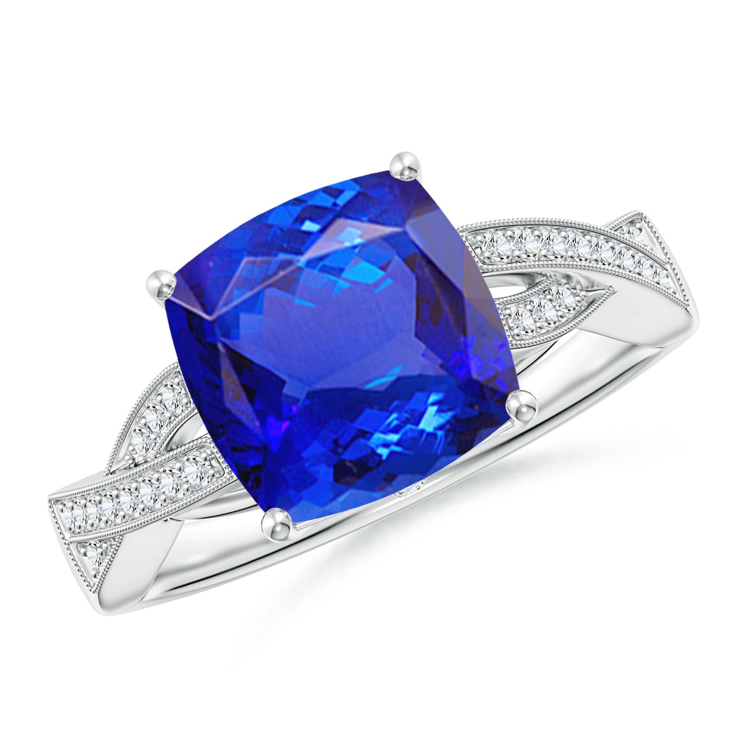 AAA - Tanzanite / 3.94 CT / 14 KT White Gold